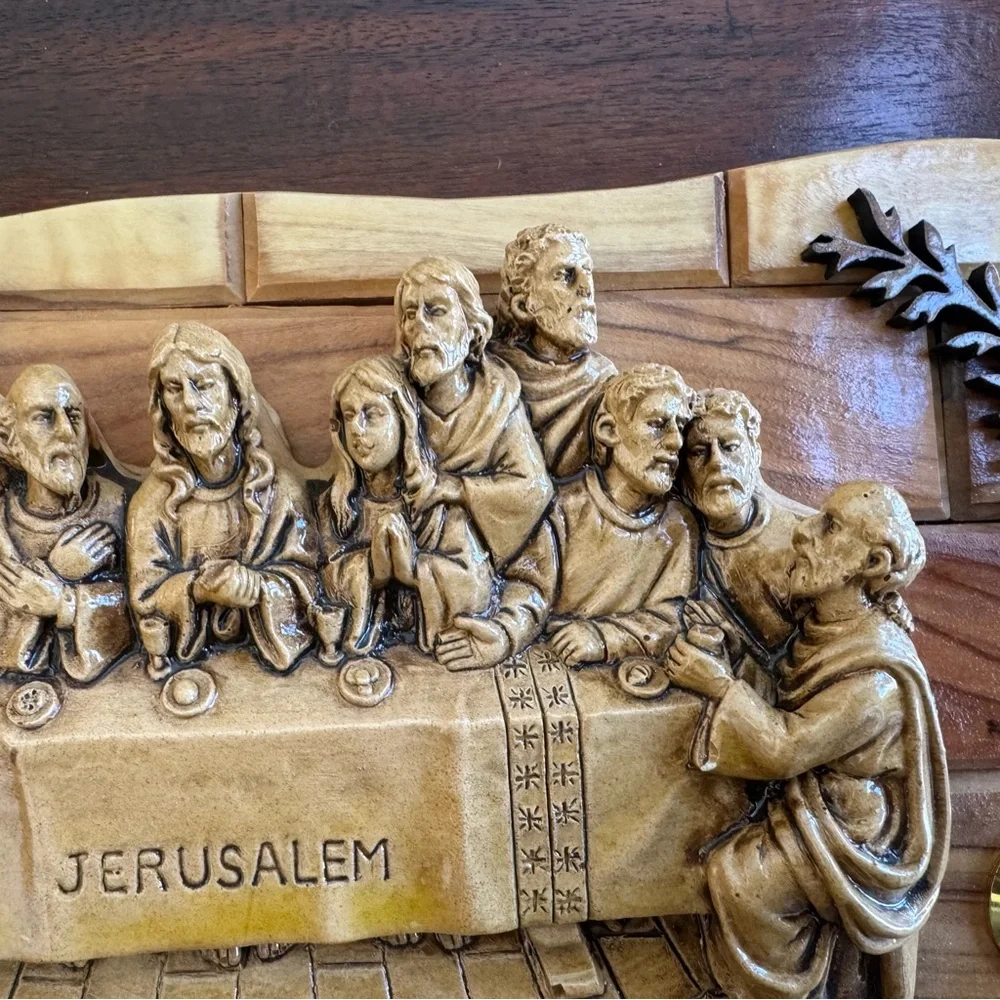 Last Supper Hanging Picture Wall Olive Wood Wall Plaque 14